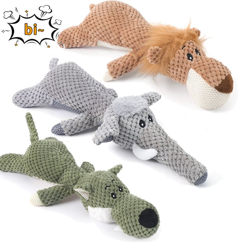 Cross-border pet dog plush sound pet toy lion elephant wolf interactive training toy bite resistant dog toy