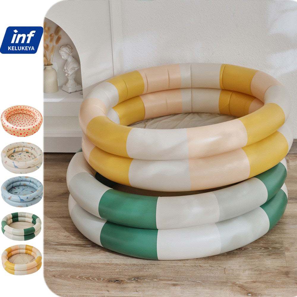 Xiaolu ins Denmark retro striped inflatable swimming pool baby dinosaur pool thickened home ocean ball pool