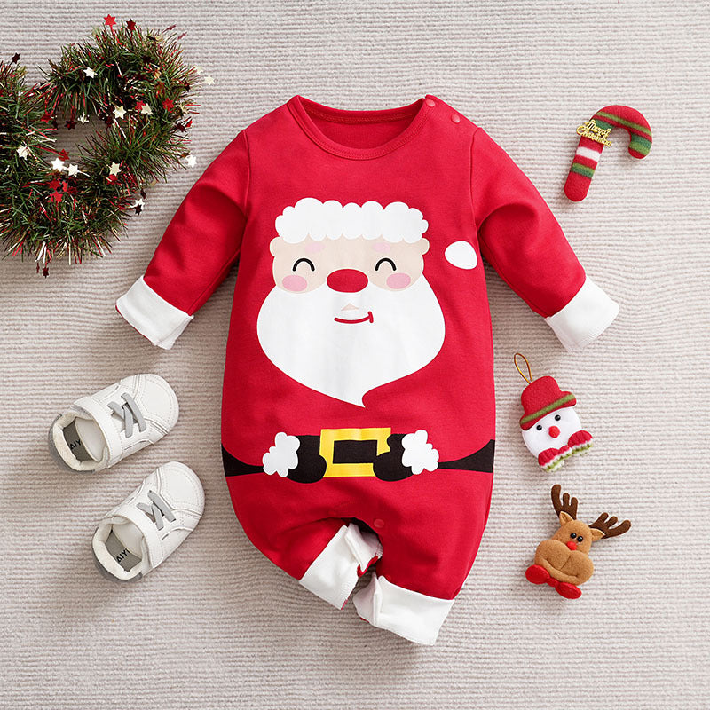 Autumn and winter Christmas baby jumpsuit baby clothes long-sleeved newborn crawling clothes baby Christmas clothing cross-border