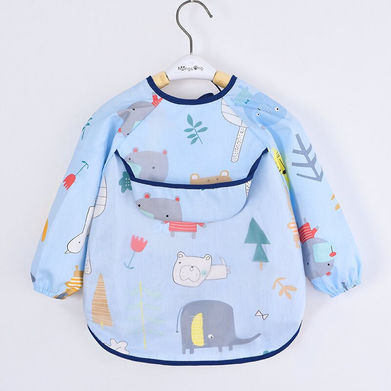 Summer pure cotton thin baby eating smock apron kindergarten waterproof anti-dirty smock bib reverse wear bib