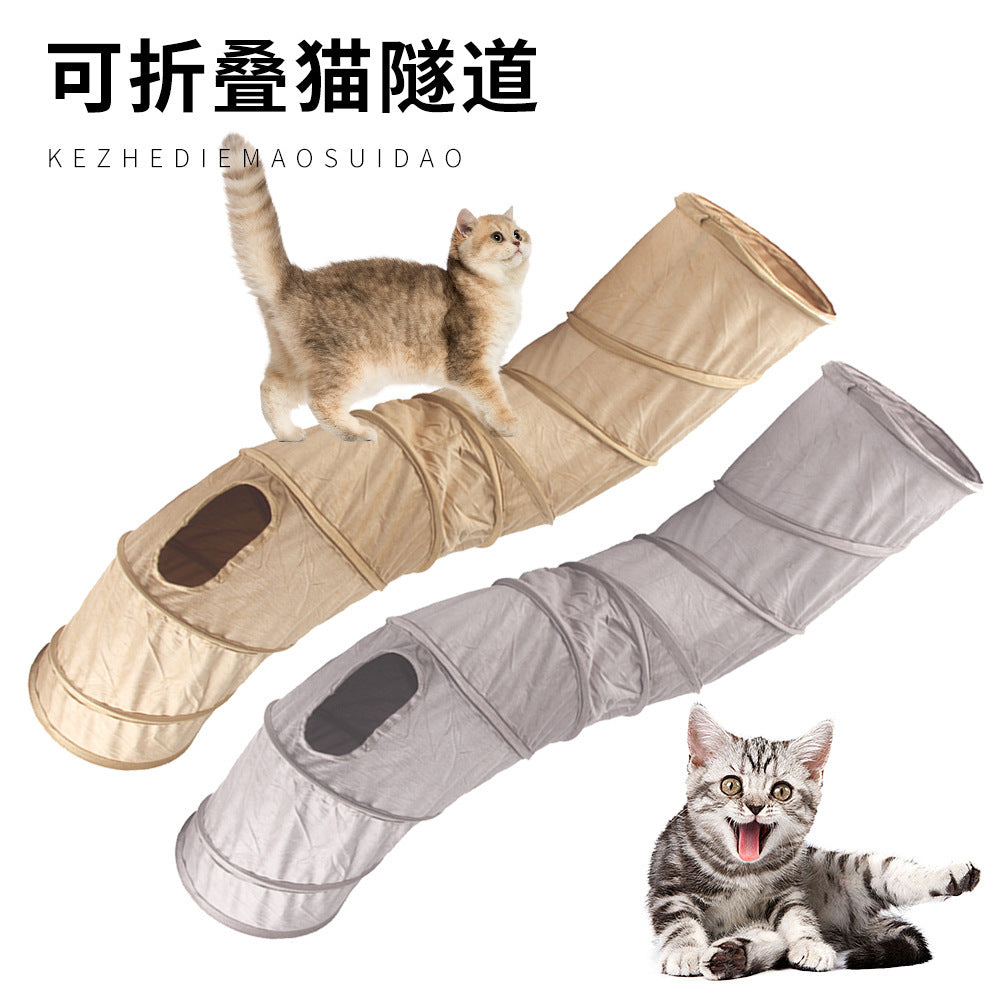 Plush pet cat tunnel cat rattle paper rolling dragon drilling hole foldable suede cat channel cat toy