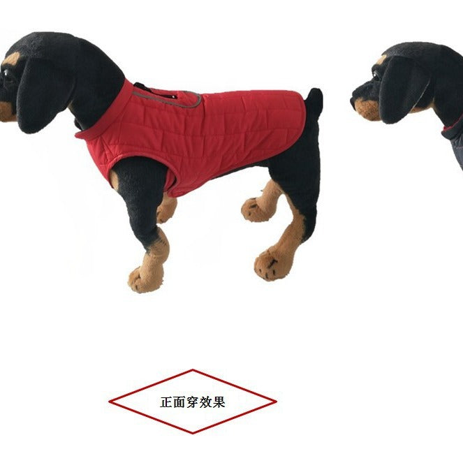 Autumn and Winter Pet Clothes Two-color Plaid Dog Clothes Dog Cotton Winter Jacket Amazon Pet Supplies