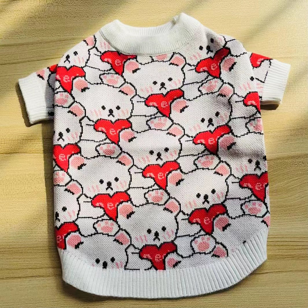 Autumn and winter trendy new knitted pet sweaters cross-border hot-selling cats and dogs warm and comfortable clothes Teddy clothing