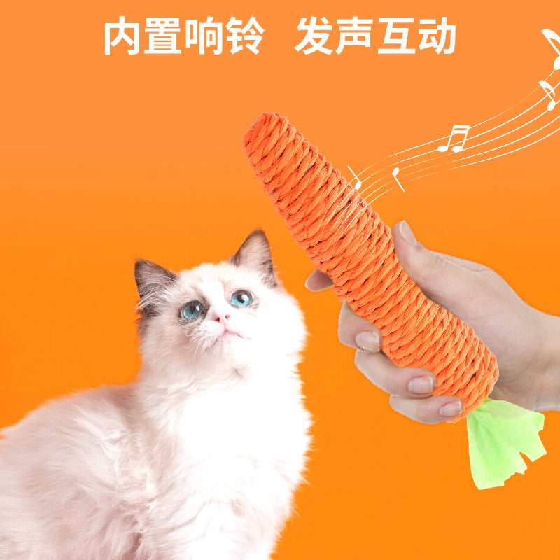 Pet cat toy cute paper rope carrot chewing toy teasing cat pet supplies factory spot wholesale cross-border