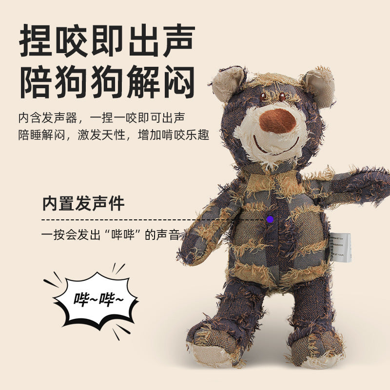 Cross-border pet cat plush sound funny toy dog chewing teeth training pet supplies beggar bear