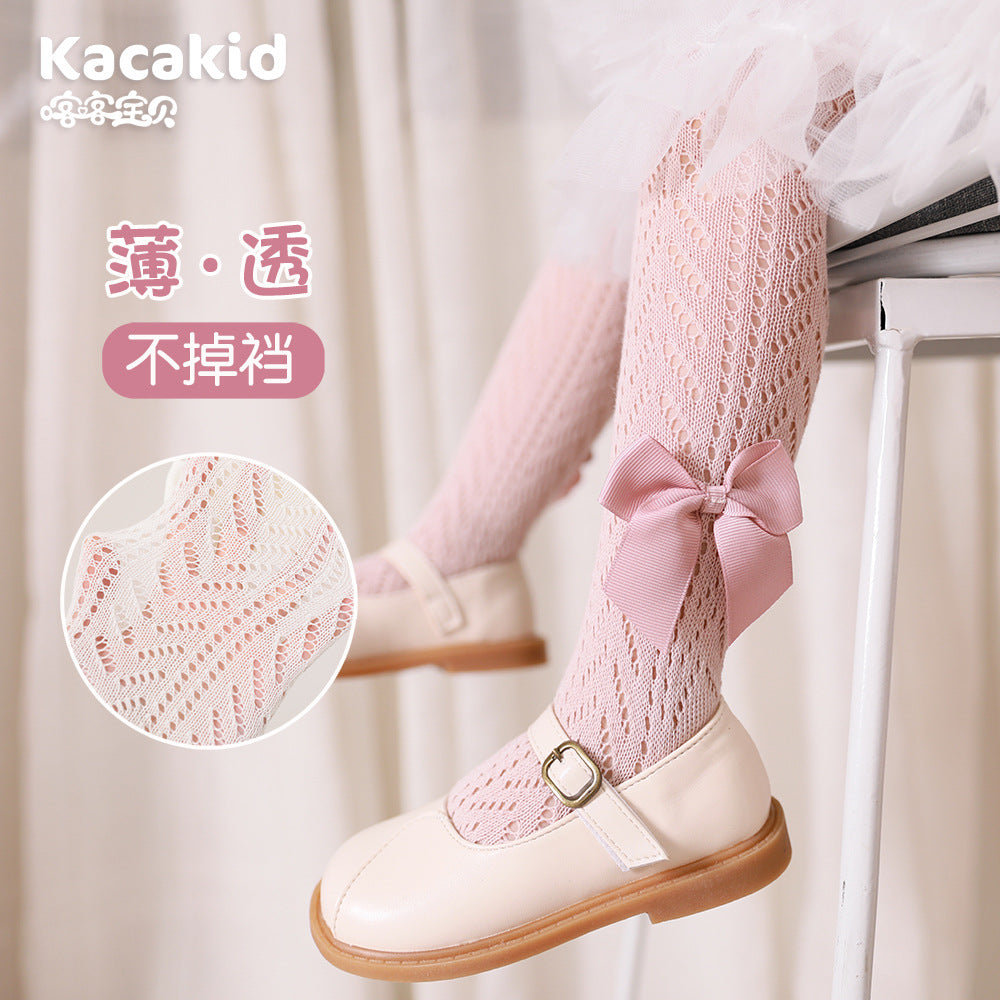 Children's pantyhose spring wholesale 0-8 years old Spanish bow long tube girls one-piece socks baby leggings
