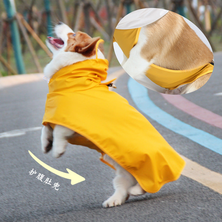 Pet it casual dog raincoat cloak belly corgi teddy golden retriever pet raincoat easy to wear Amazon dog clothes