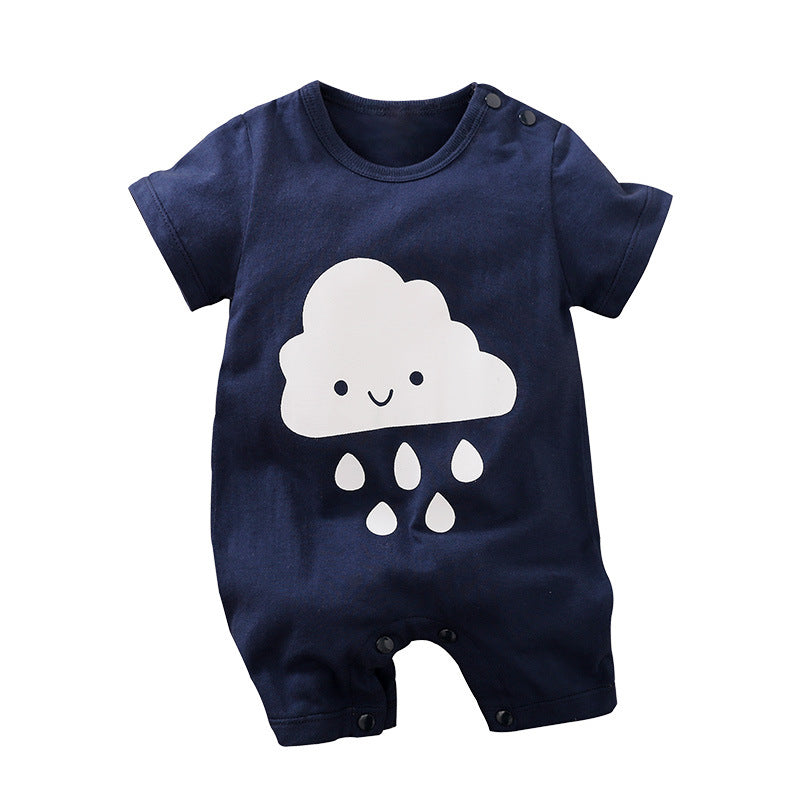 Baby jumpsuit summer clothes baby short-sleeved clothes ins style newborn cartoon animal crawling cotton romper