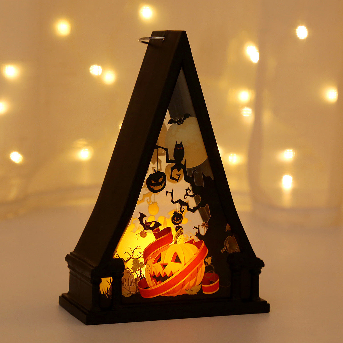 Halloween wind lantern candle holder Ghost Festival horror decoration props LED electronic candle lamp pumpkin lamp skull ornaments