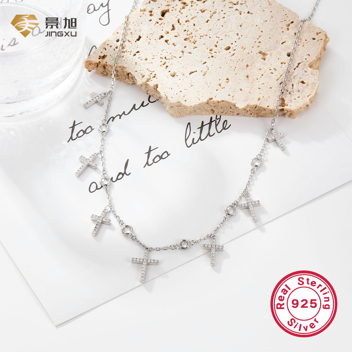 Cross-border hot selling 925 silver necklace for women European and American high-end zircon cross clavicle chain Halloween jewelry wholesale