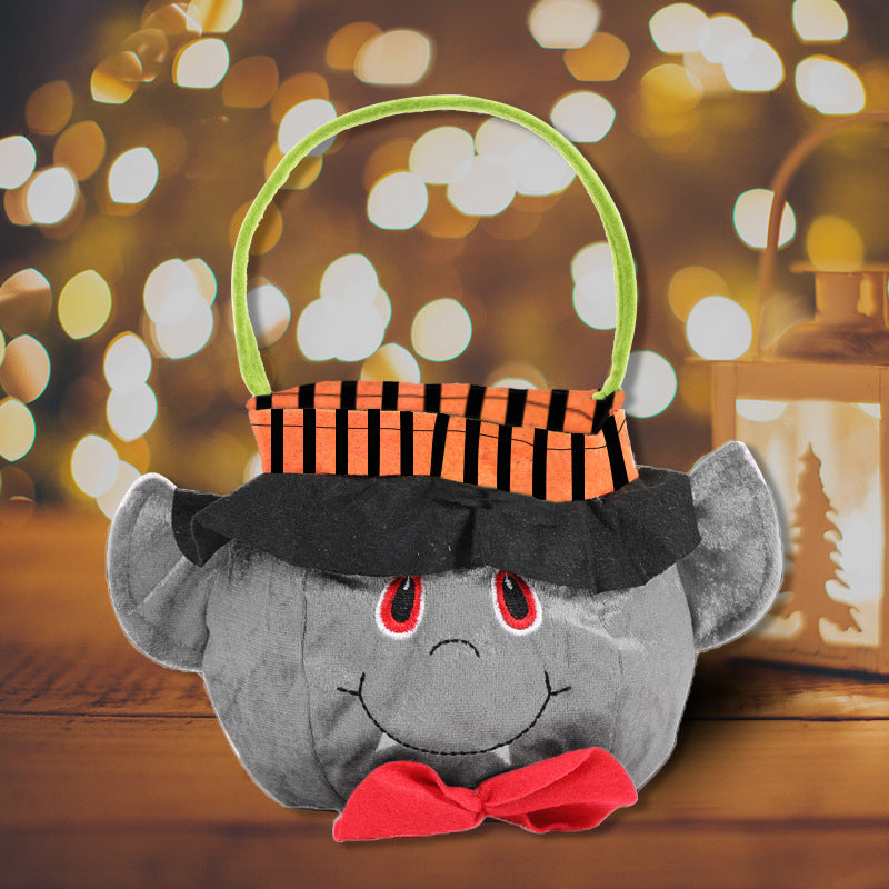 Qiaoding's new Halloween decoration supplies hooded round tote bag Ghost Festival children's candy gift bag pumpkin bag