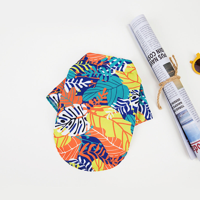 Amazon hot sale small and medium-sized dog beach shirt Hawaii pet dog cat golden retriever clothes supplies spring and summer