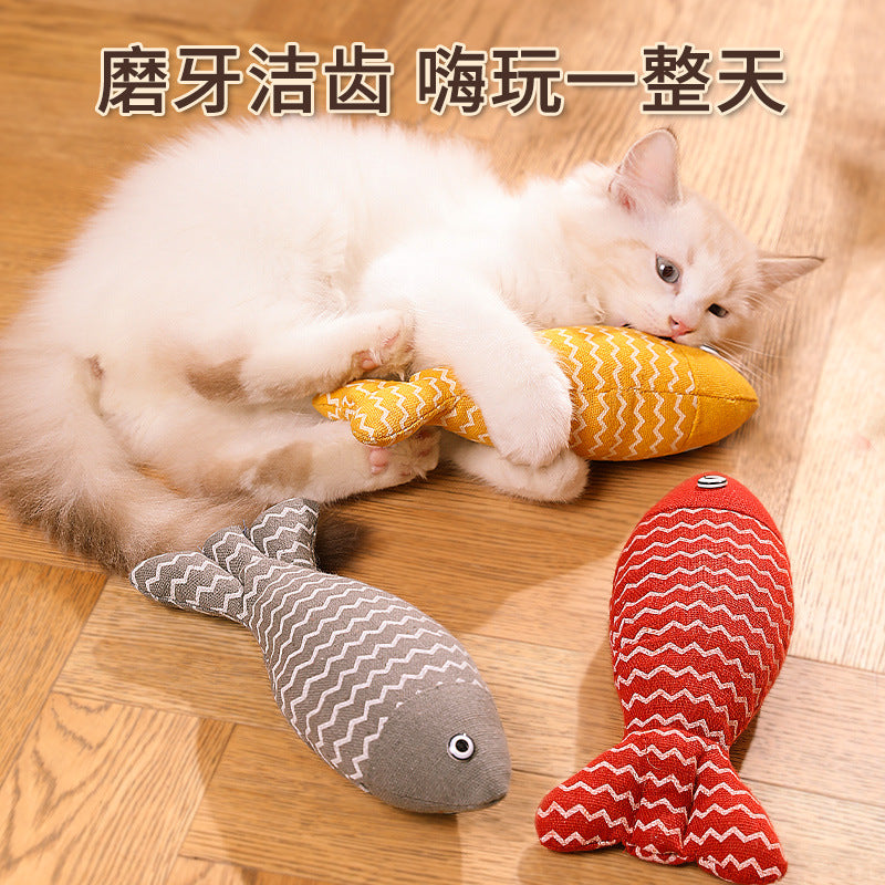 Extra Large Pet Catnip Fish Toy Cat Toy Cat Toy Cat Sackcloth Fish Self-Hi Catnip Doll Cat Toy