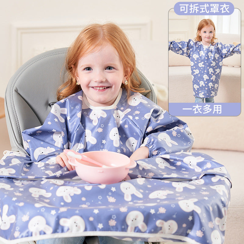 Baby eating one-piece dining chair cover children's independent eating full-cover rice pocket bib clothes baby food waterproof