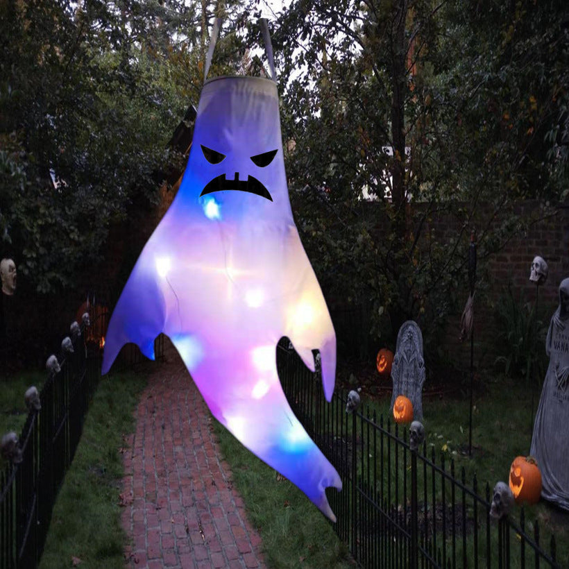 Halloween decoration hair dryer ghost ghost festival LED luminous ghost pendant party ghost face venue layout props