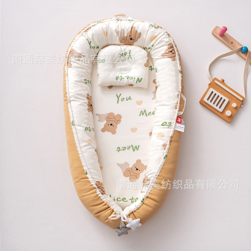 Hemei honeycomb breathable detachable and washable portable baby bed mid-bed bionic baby nest baby pillow travel baby bed