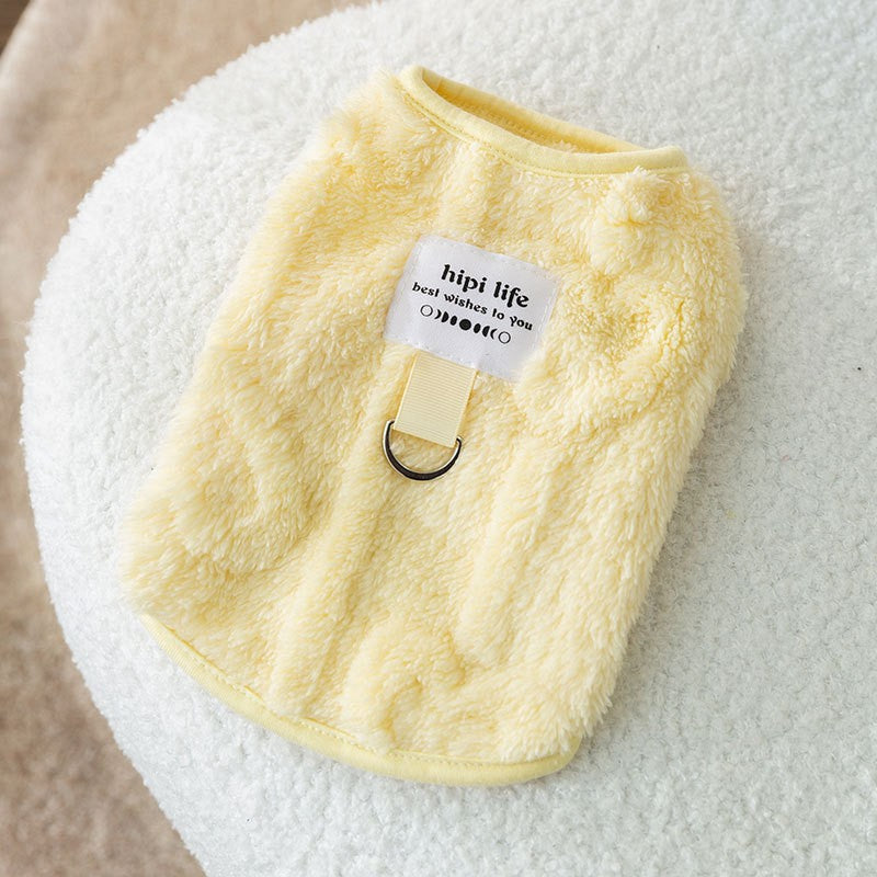 Autumn and winter cat clothes simple twist traction fleece thick warm winter kitten vest pet dog clothes