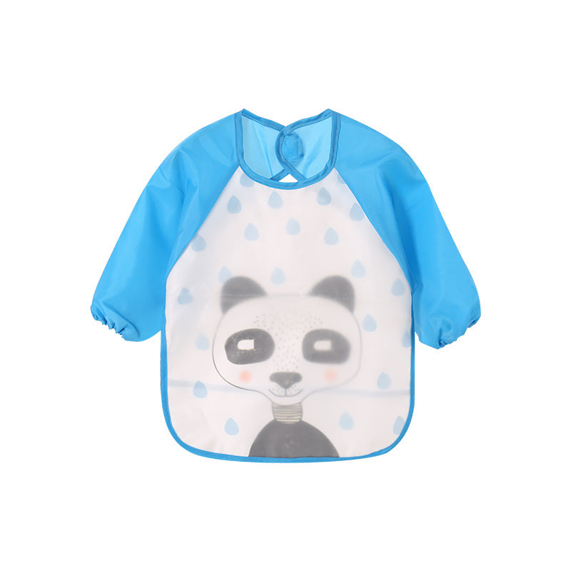 Autumn and winter baby double-layer coveralls children's wash-free meal clothes infant bibs cartoon reverse wear eating clothes drawing clothes