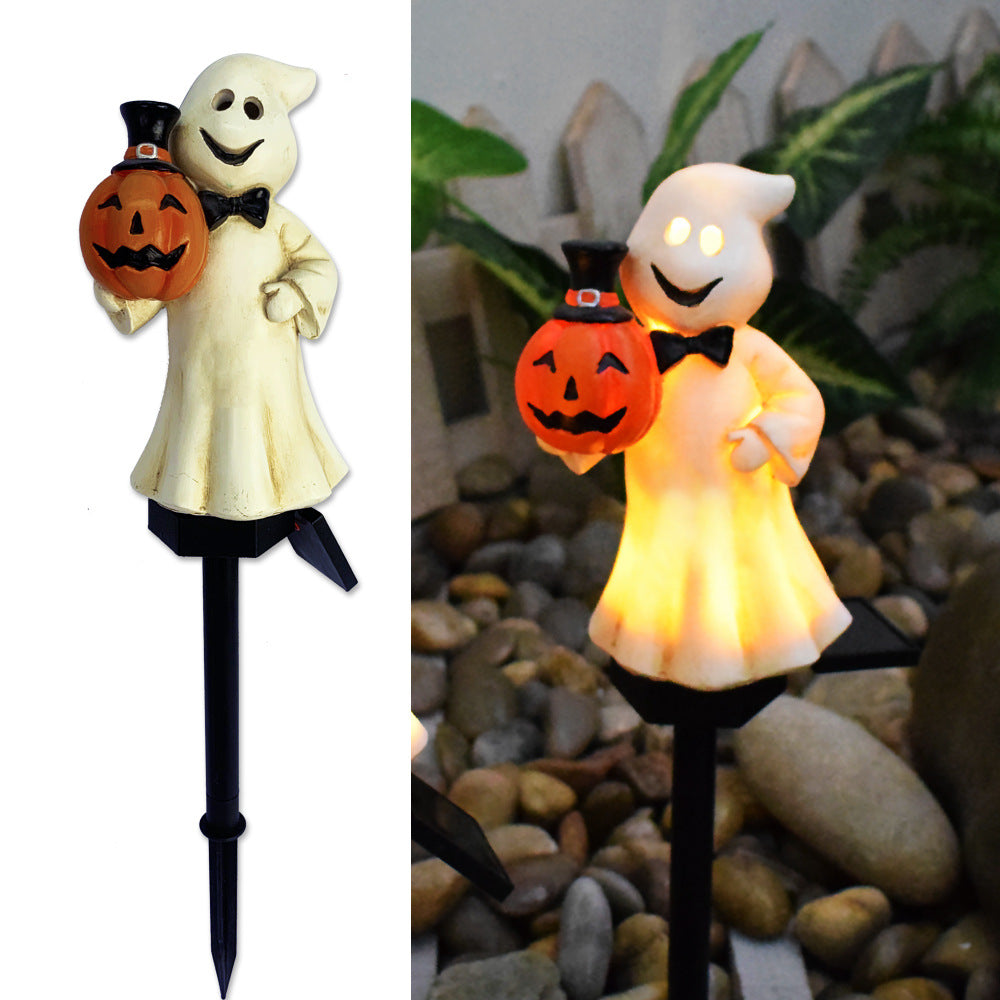 New solar outdoor courtyard Halloween pumpkin lantern resin craft garden ghost festival atmosphere decoration ground plug
