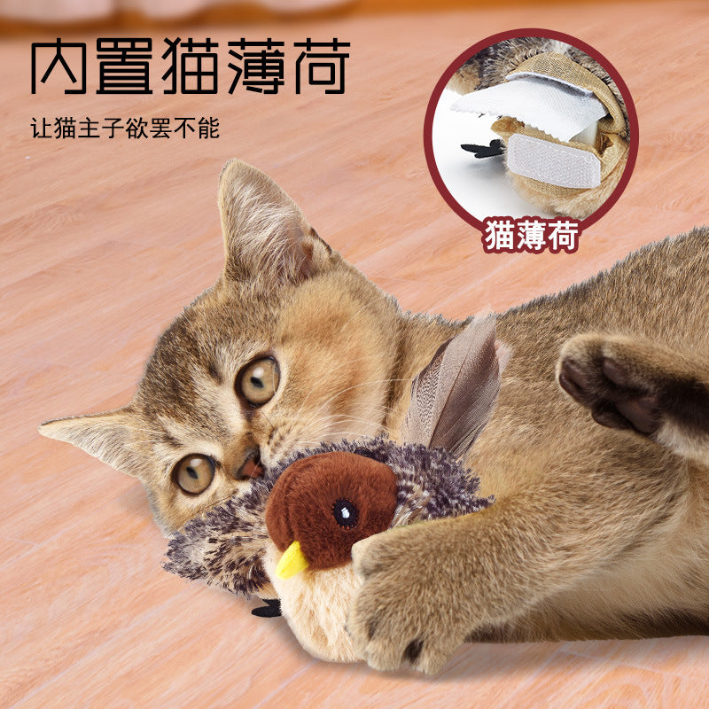 Cat Toy Amazon Cross-border Electric Simulation Bird Rechargeable Cat Self-Hi Voice Shaking Bird Pet Toy