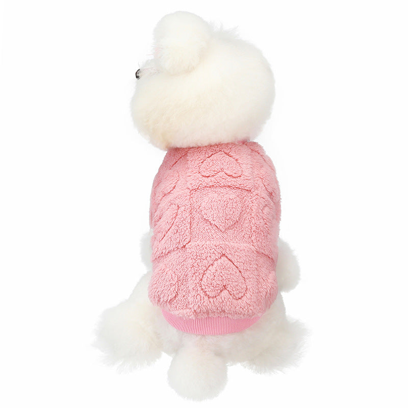 New autumn and winter dog clothes pet clothes super stretch fleece love cute French bulldog Teddy dog clothes