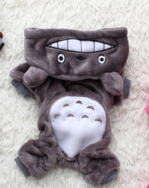 Cat Transformation Suit Teddy Small Dog Costume Warm Dog Clothes Pet Clothes Autumn and Winter Models Four-legged Hooded