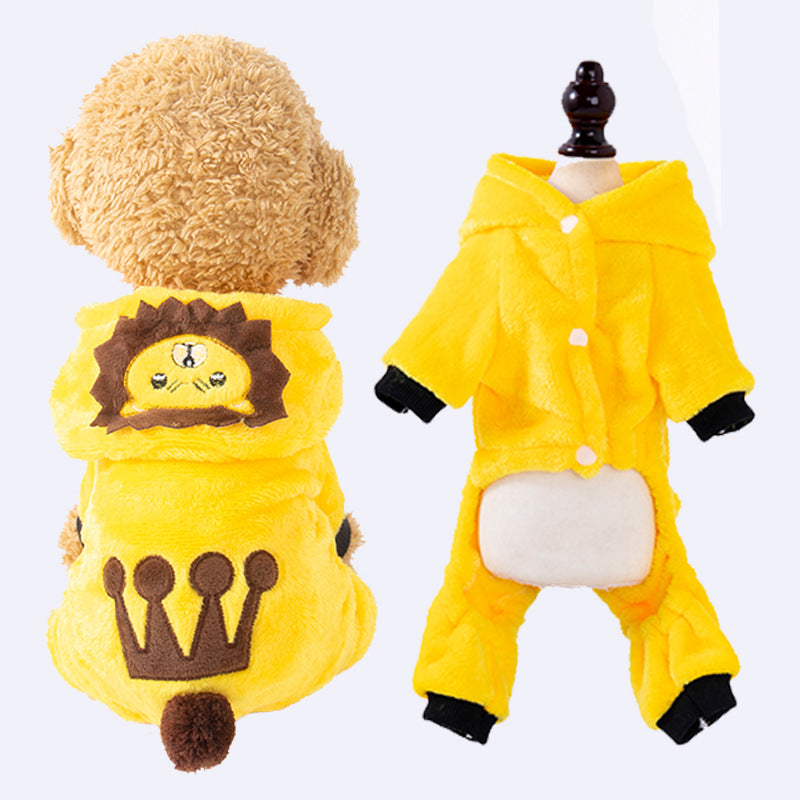 Pet clothes transformation clothes coral fleece autumn and winter dinosaur four-legged dog winter clothes cat pet clothes wholesale