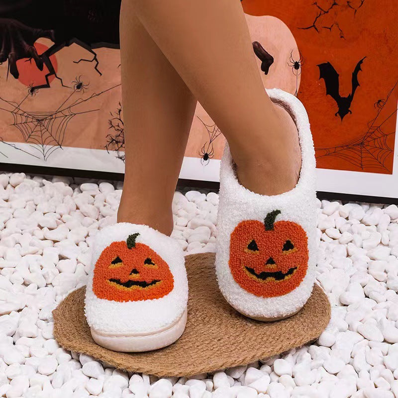 Halloween Collection Cartoon Pumpkin Funny Cotton Mops Winter Couples Indoor Home Cute Thick-soled Plush Cotton Mops