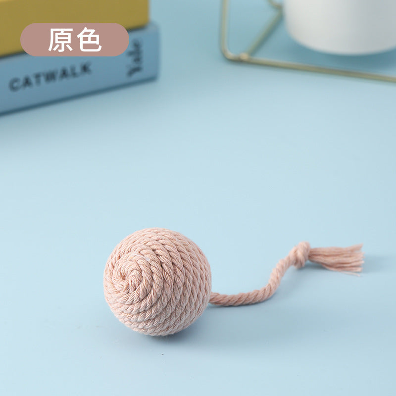 Pet Handmade Chewing Toy Hand-Pull Long Tail Cotton Ball 5cm Dog Leash Small Dog Chewing Toy Factory Wholesale