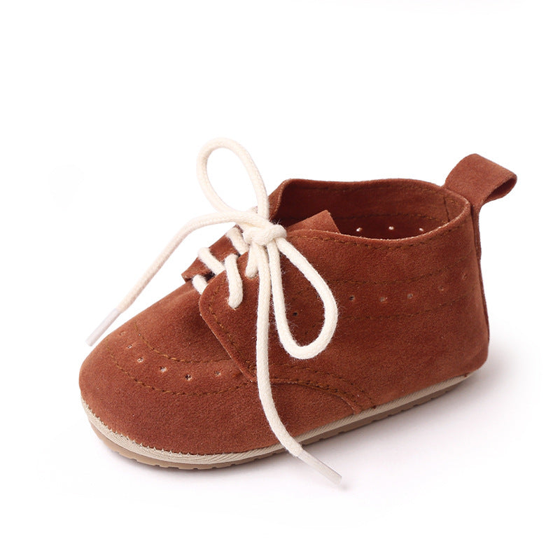 British Style Nubuck Leather Shoes Baby Non-Slip Toddler Shoes Front Lace Up Baby Shoes Wholesale BC2304