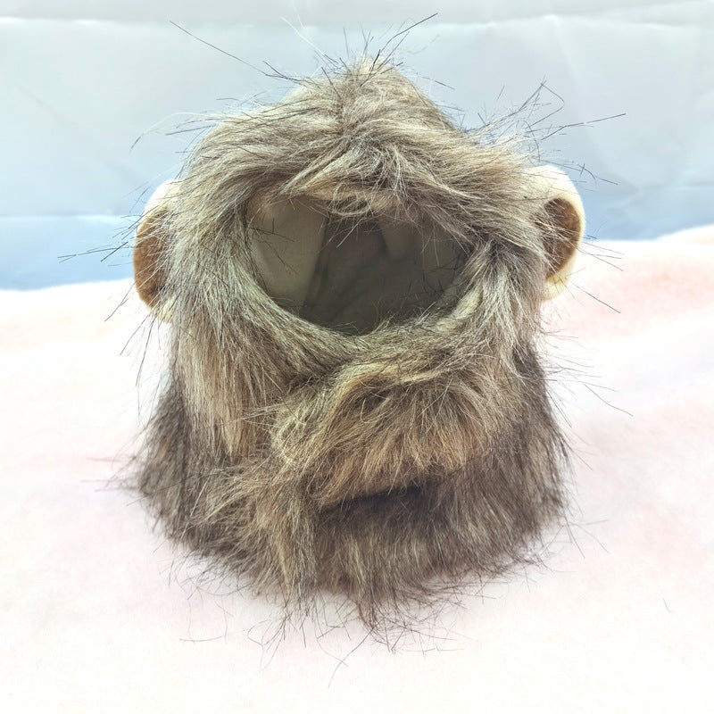 Halloween costumes for cats and dogs to be cute, universal adjustable Velcro autumn and winter lion transformed pet hat