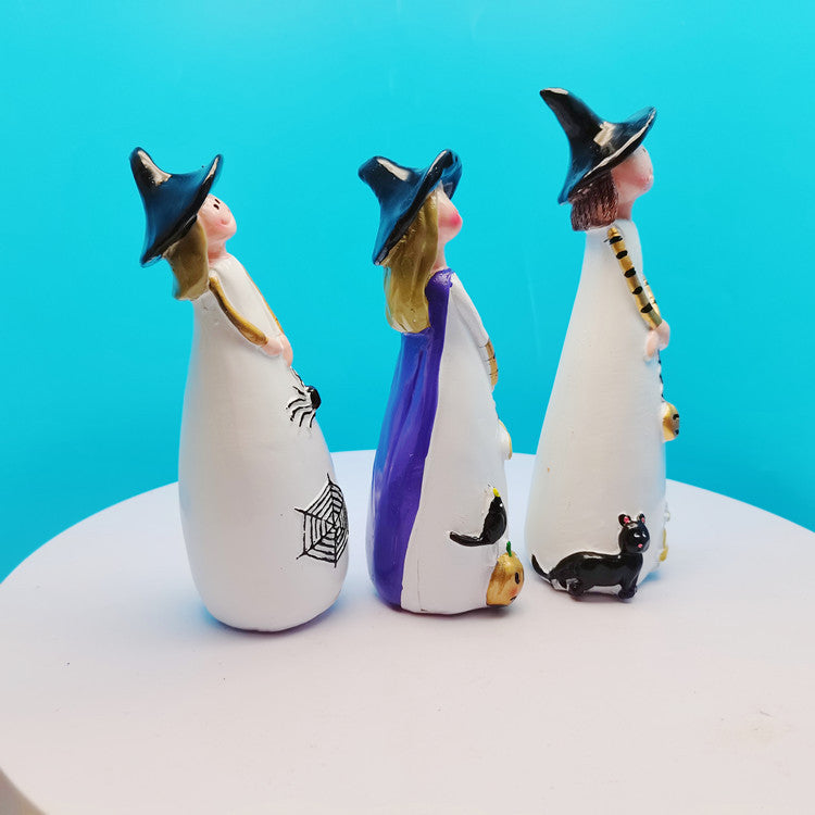 New cross-border witch decorations resin statues cute home holiday decorations Halloween crafts