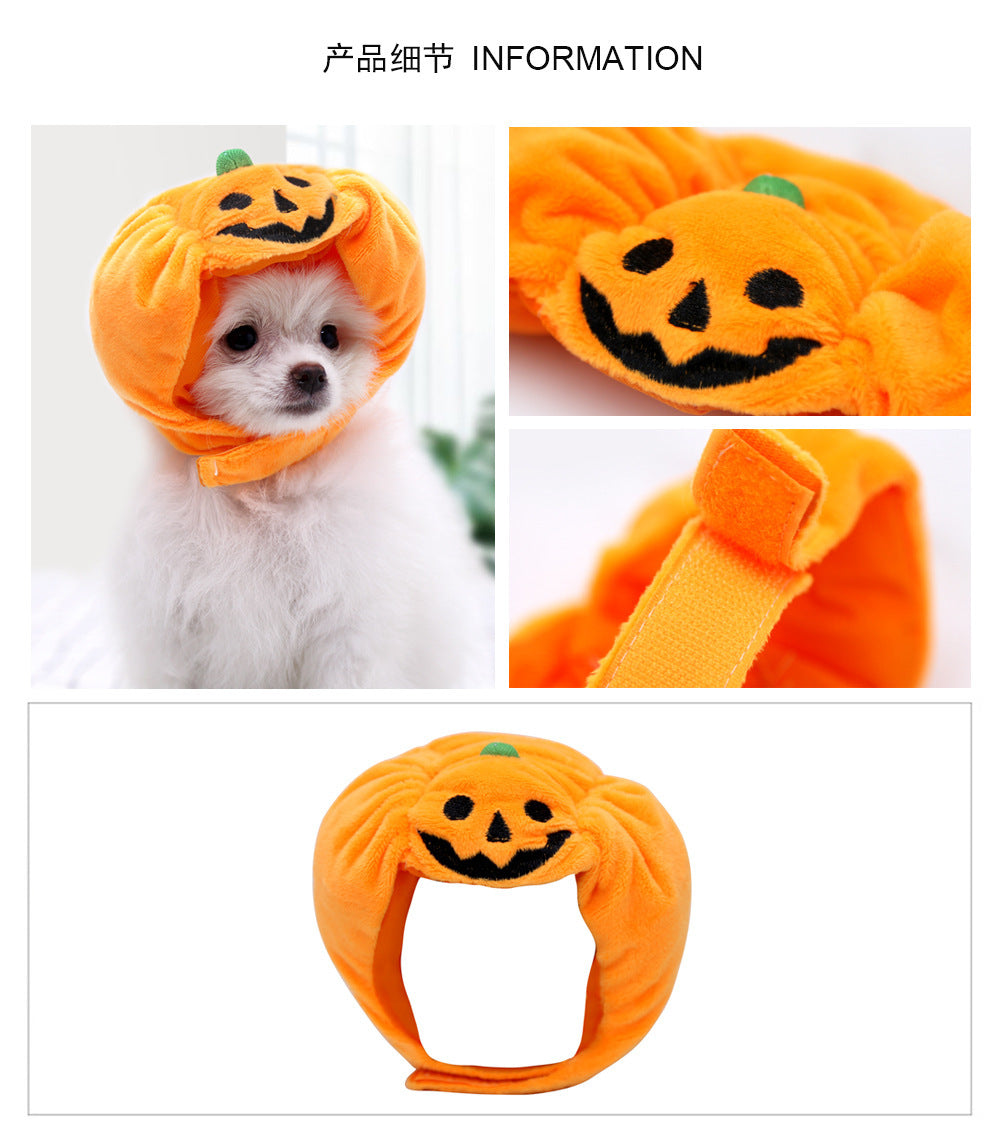 Pet cat dog pumpkin cat hat Halloween ghost festival decoration headdress supplies small medium and large dog Teddy French bulldog