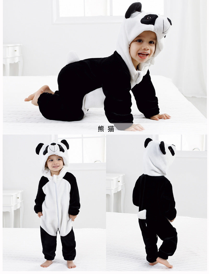 Cross-border autumn and winter baby jumpsuits, newborn clothes, flannel children's animal rompers, baby rompers