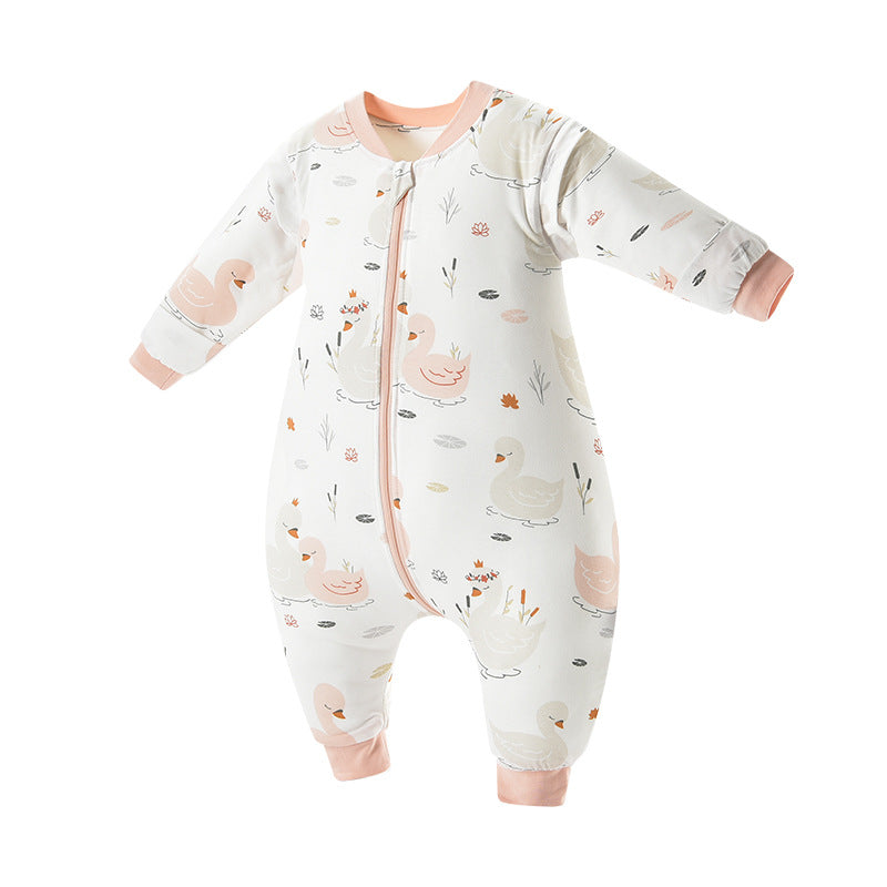 Bazaitu cross-border infant baby anti-kicking blanket pure cotton anti-startle thickened autumn and winter children's split-leg sleeping bag