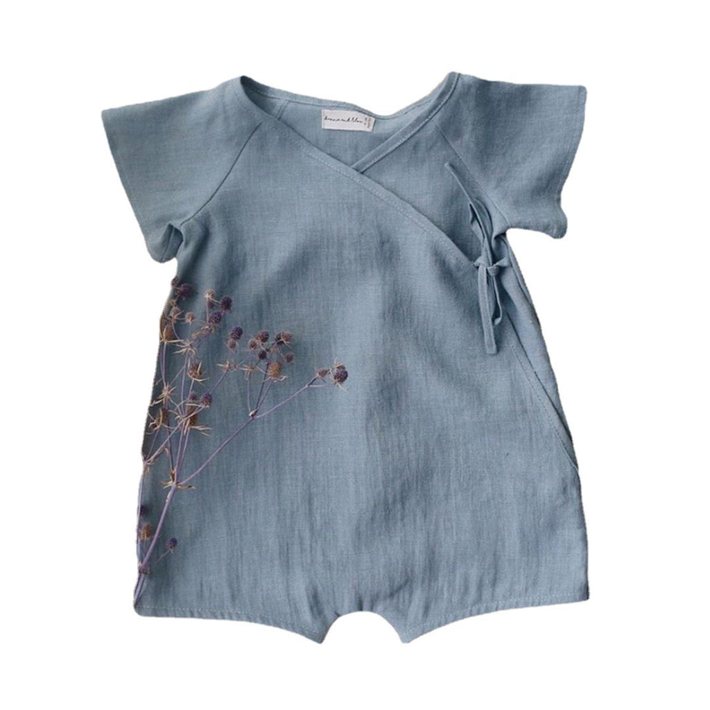 Spot ins best-selling cotton and linen romper boy monk lace jumpsuit cross-border baby infant short-sleeved Japanese style and