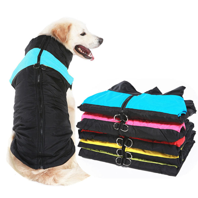Cross-border dog jackets golden retriever autumn and winter clothes for medium and large dogs thickened pet cotton clothes waterproof warm ski clothes factory