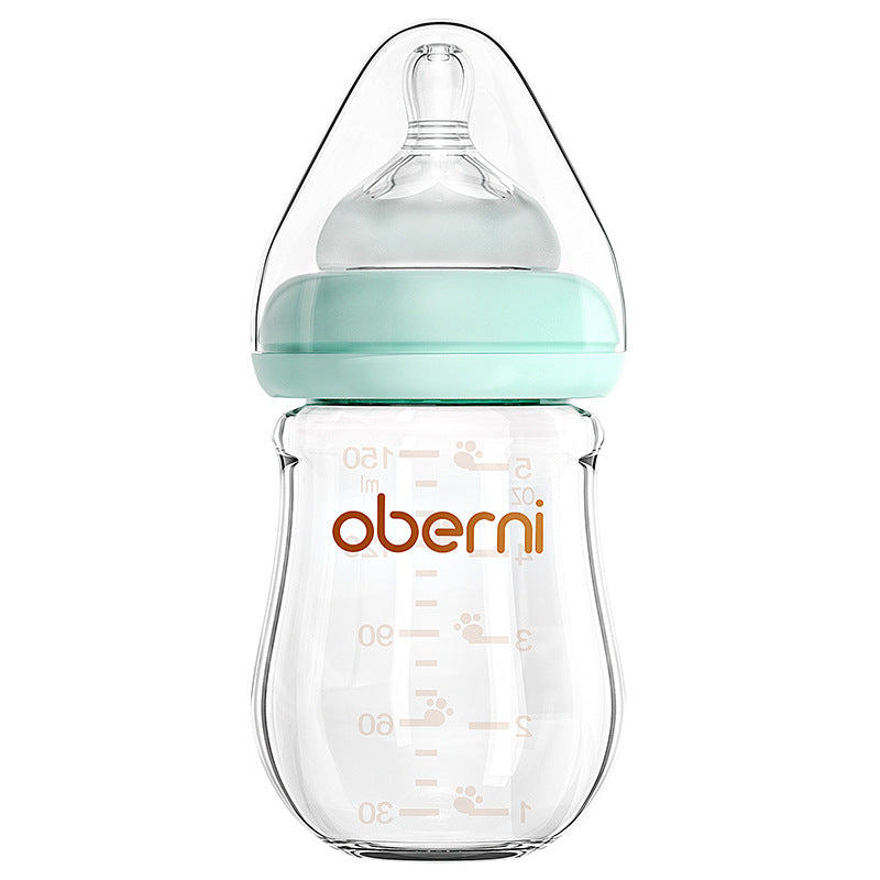 Oubani 150ML newborn glass bottle wide-mouth anti-choking and anti-flatulence baby bottle infant 0-6 months