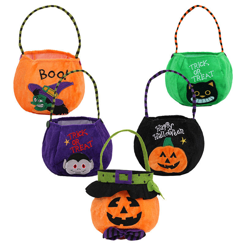 Qiaoding's new Halloween decoration supplies hooded round tote bag Ghost Festival children's candy gift bag pumpkin bag