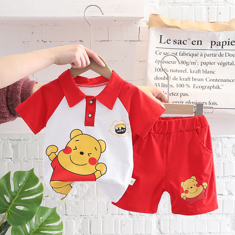 2023 children's clothing summer new style children's clothing boys baby infant suit T-shirt short-sleeved two-piece suit Korean version cross-border