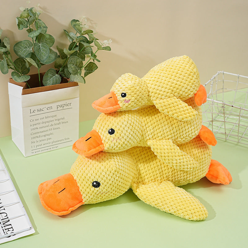 Dog toy plush sleeping duck chewing teeth sound to relieve boredom small and medium-sized dog pet sound toy little yellow duck
