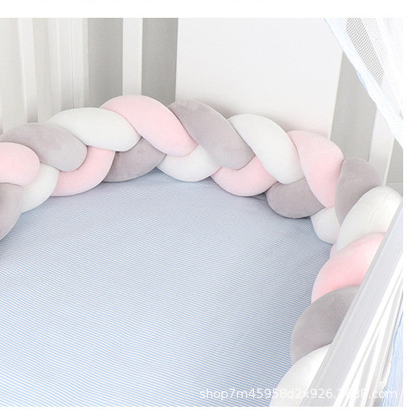 Baby crib surround ins new hand-woven long knotted ball three-strand braid anti-collision soft bag baby crib surround