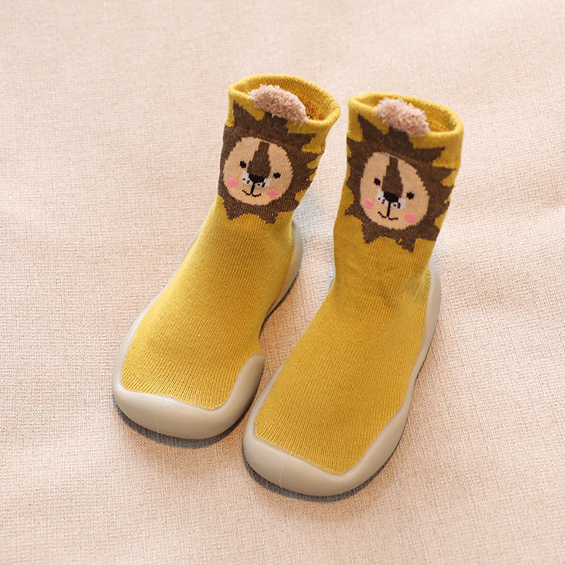 Children's socks shoes spring and autumn baby toddler shoes socks cartoon boy baby floor shoes girl baby waterproof non-slip mid-tube socks shoes