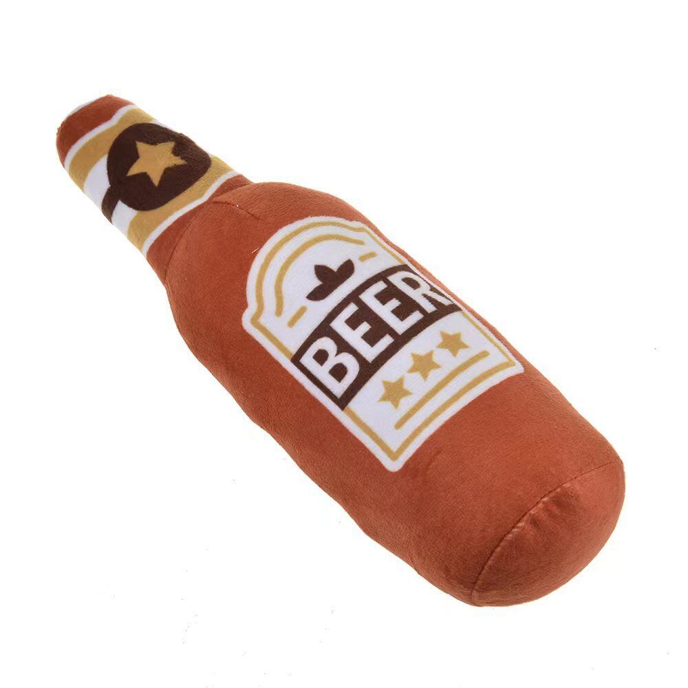 New plush stuffed vodka whiskey bottle squeaking sound pet dog chewing and grinding teeth toy