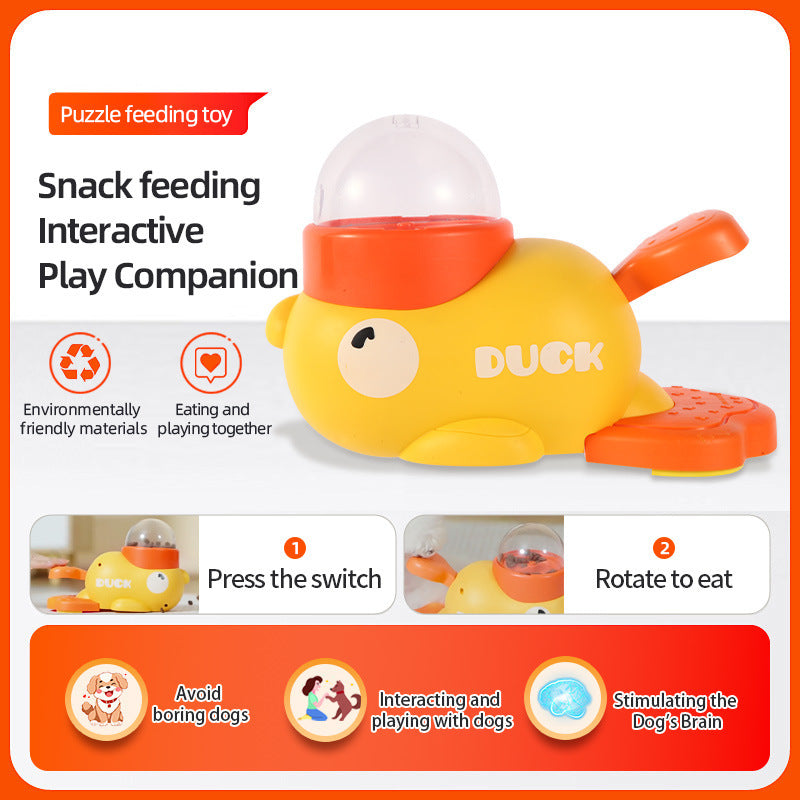 Cross-border temu toy little yellow duck pet cat automatic feeder intelligent interactive dog feeding machine puppy leaking food