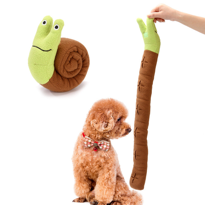 Cross-border pet toy plush snail molars resistant to bite sound puzzle foraging training dog mat sniffing mat