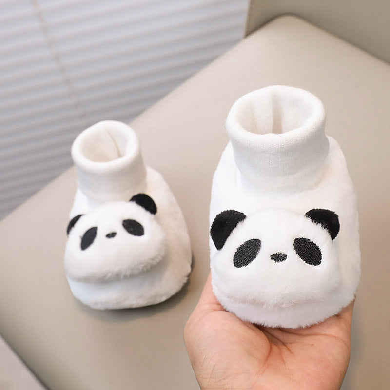 Autumn and winter infant shoes plus velvet 0-1 year old baby soft sole non-falling cotton shoes keep warm newborn full moon shoes and socks