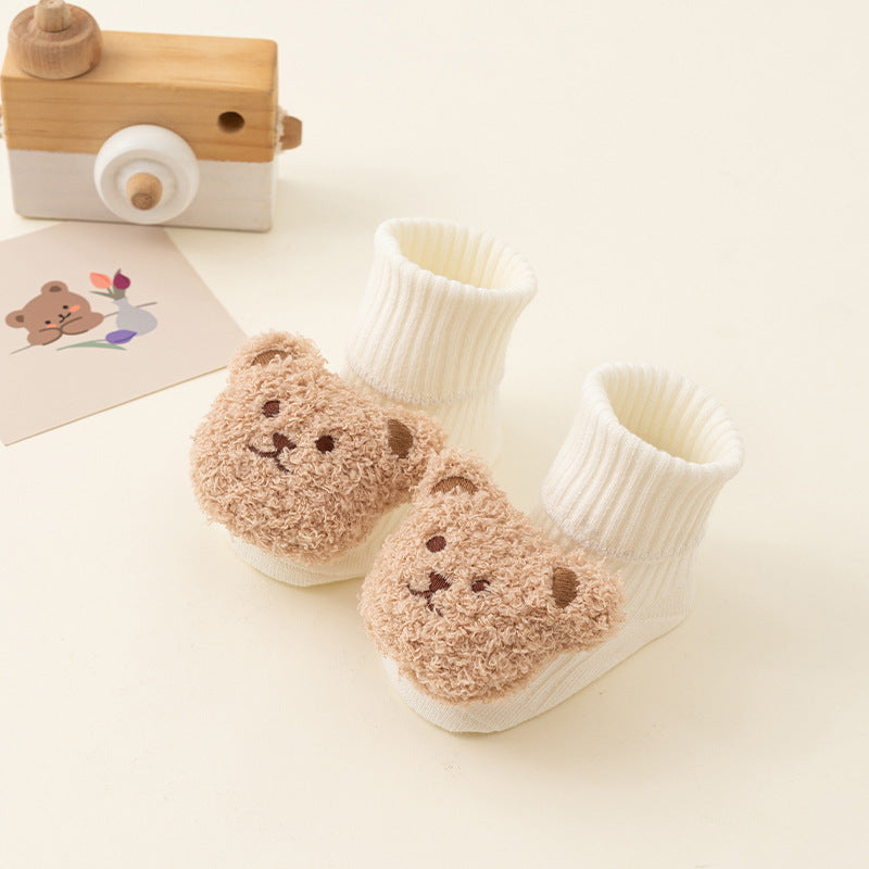Newborn baby socks terry plus velvet thickened autumn and winter baby mid-calf non-slip floor socks toddler socks wholesale