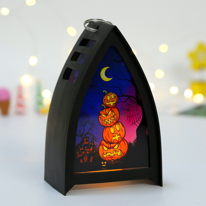 Halloween wind lantern candle holder Ghost Festival horror decoration props LED electronic candle lamp pumpkin lamp skull ornaments