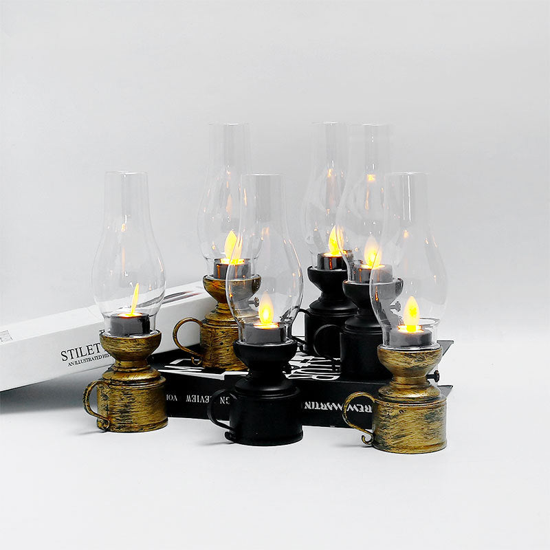 Halloween candle lamp small oil lamp retro electronic kerosene lamp simulation nostalgic ornaments atmosphere night light Christmas candlestick